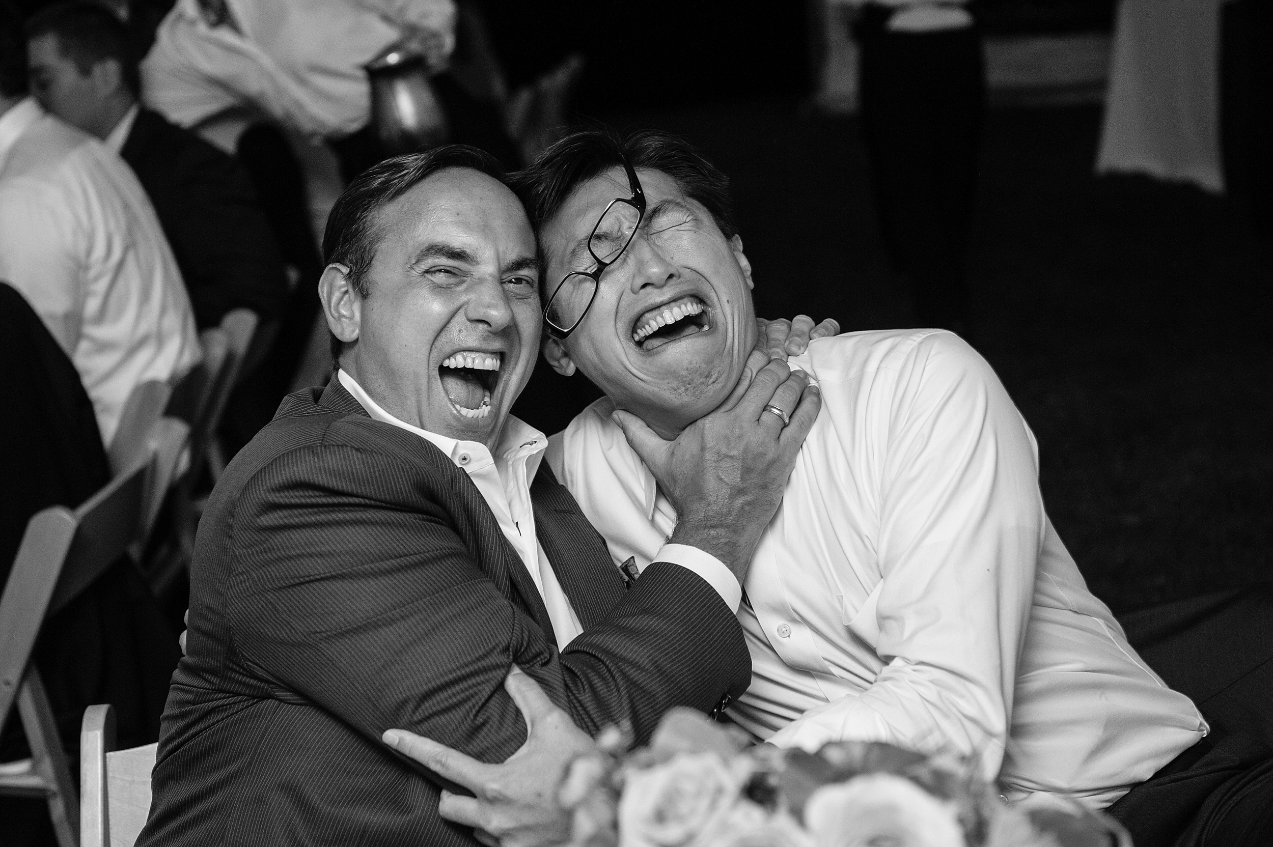 Black and white wedding photography - candid moment
