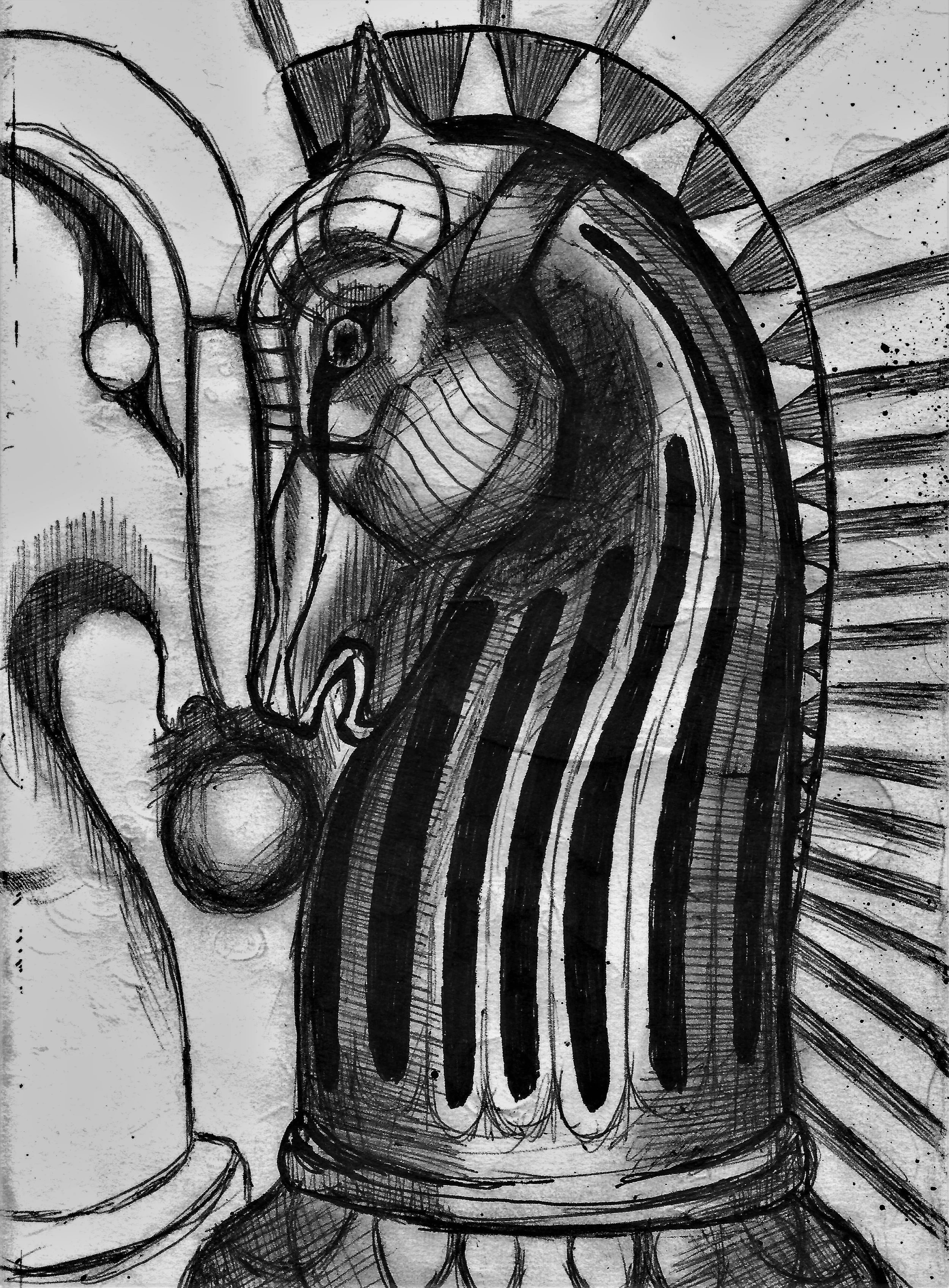 (Knight) pen on paper