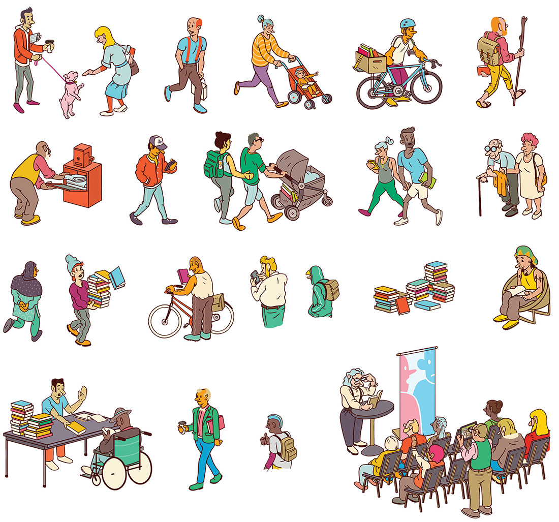 Various spots pulled from artwork and supplied for use by regional designers