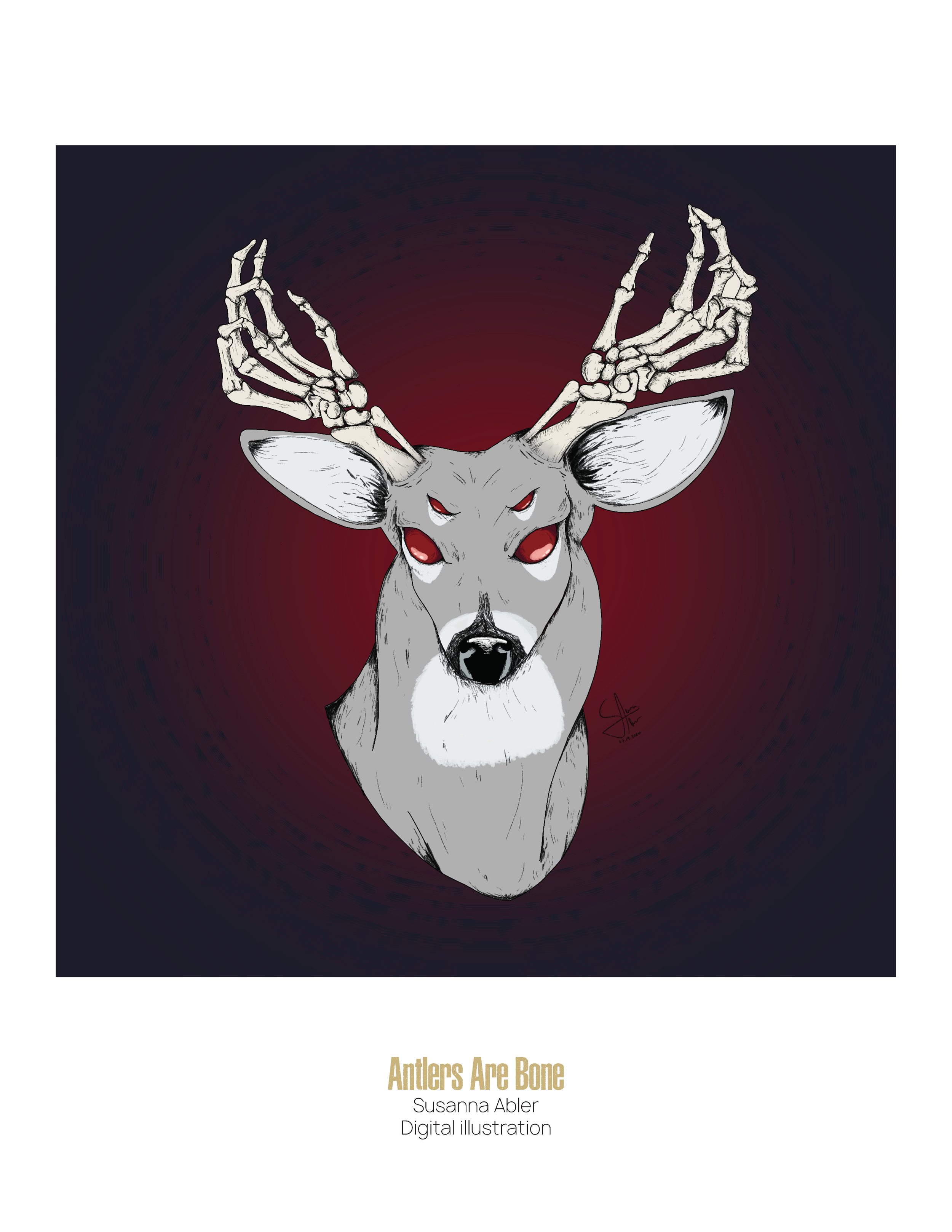 Antlers Are Bone by Susanna Abler, Digital Illustration
