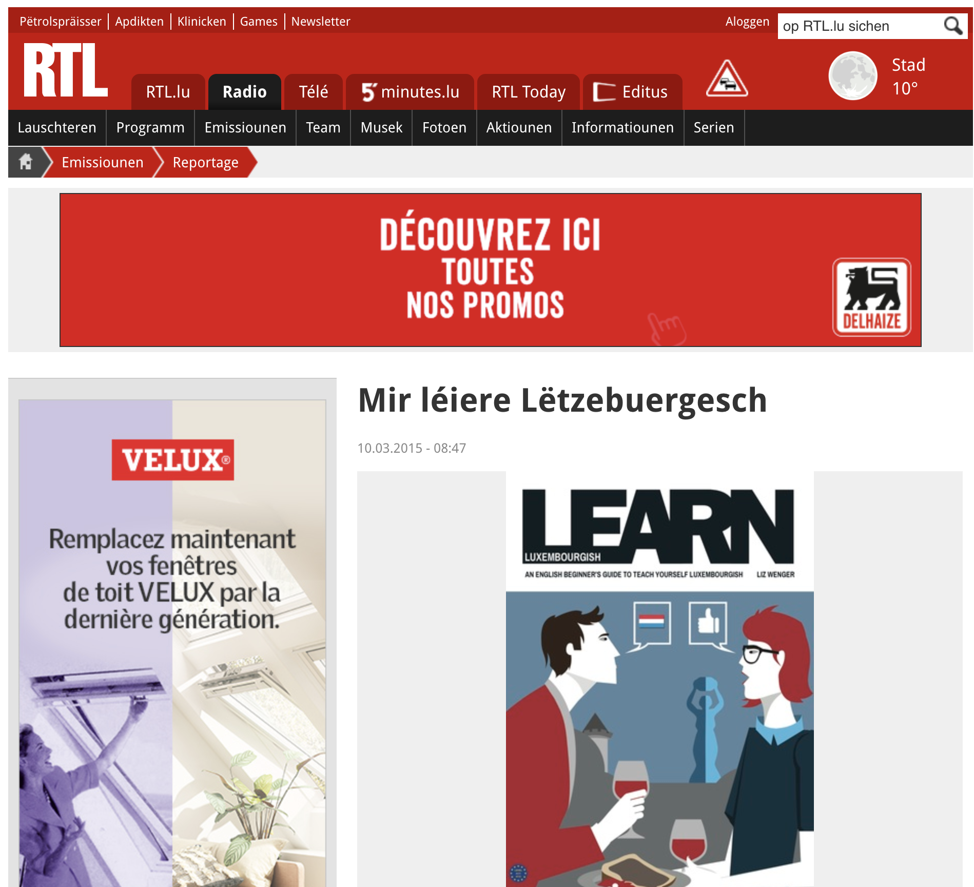 March 2015: RTL Radio interview with Liz Wenger about the Learn Luxembourgish book launch