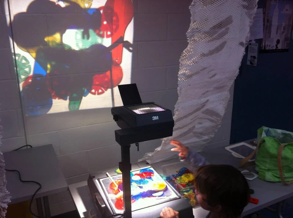 The overhead projector in our Find & Seek Materials Lab. We love comparing notes with other early childhood programs all over the world that are similarly interested in exploring LIGHT with children. We'll do some blog posts about those kindred spirits, soon . . .