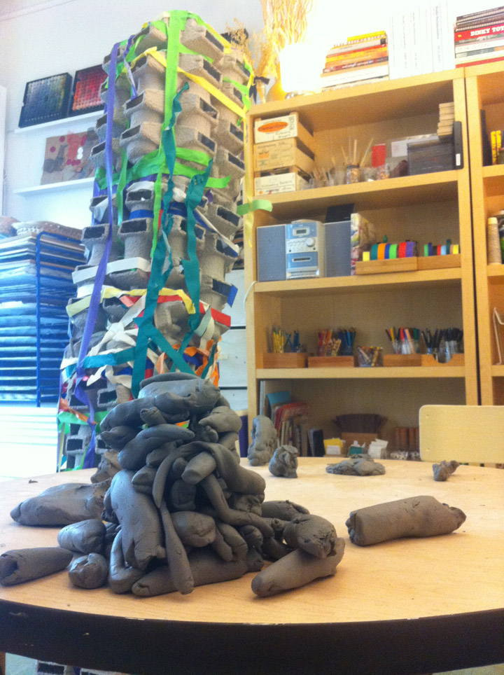 The Studio at Beginnings, in NYC, opens my mind to the potential of children to take part in in-depth materials-exploration and to make powerful and meaningful art. I love this pile of "snakes" a 4-year-old made out of clay.
