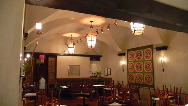 All three finished light fixtures at Gramercy Tavern