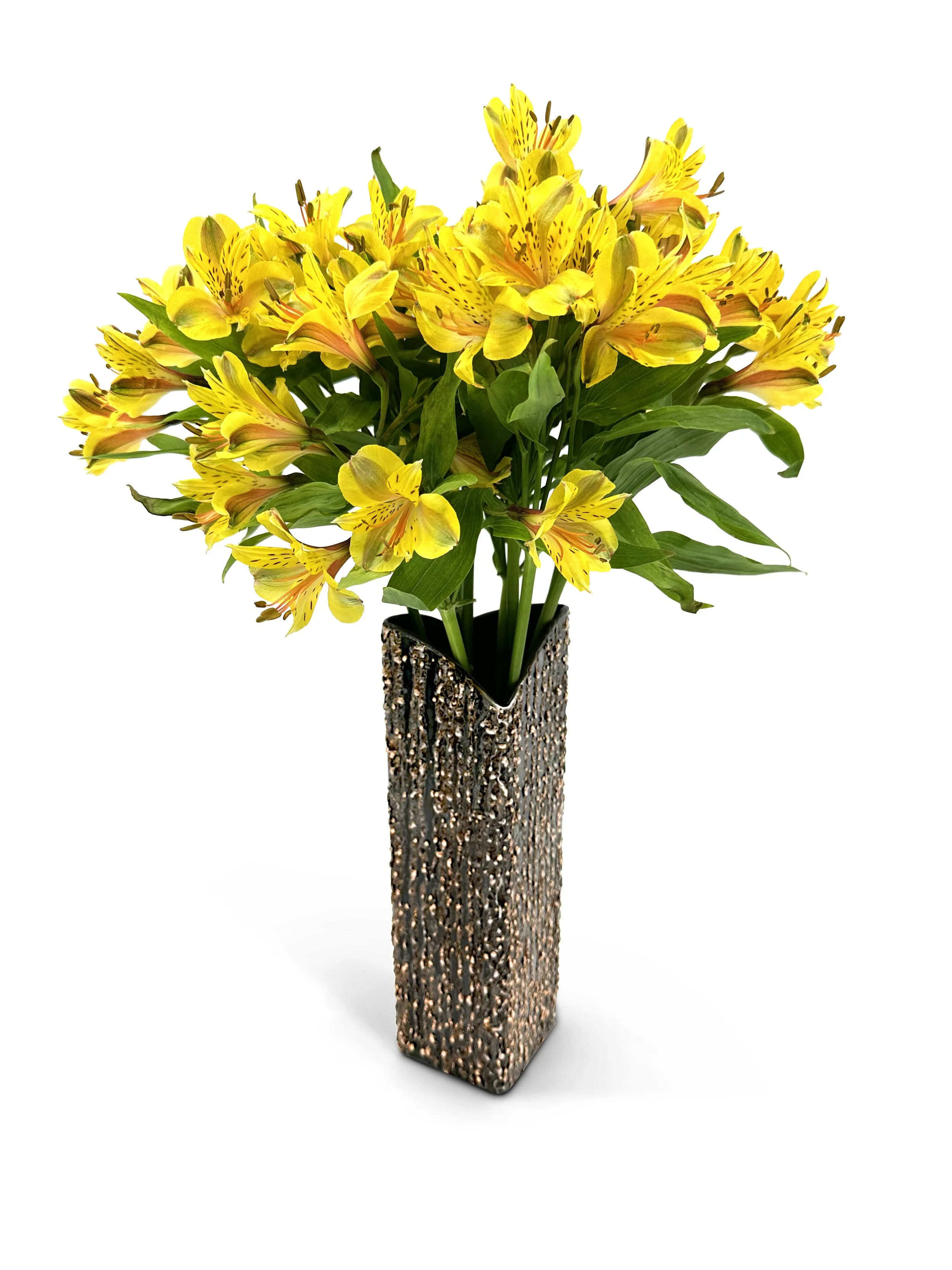 Bronze Textured Steel Flower Vases