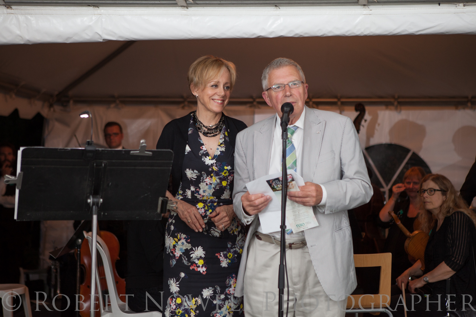 Shaw Festival actors Fiona Reid and Christopher Newton tie up the evening's festivities. 