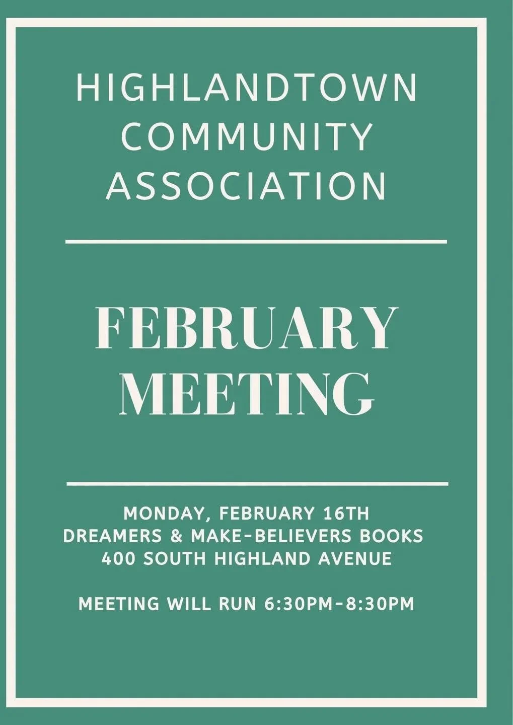 February HCA Meeting Notes