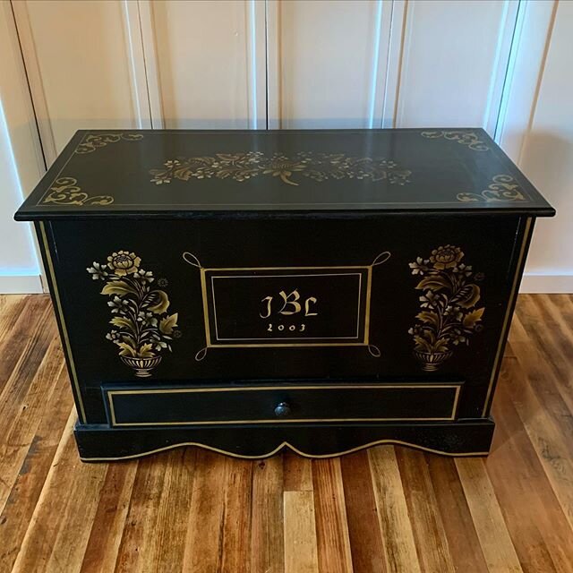 TRUNK GAME&reg; - Painted by my Grandmother for me. - Permanent Collection #woodtrunk #paintedfurniture #design #vintage #cottagestyle #cabinlife