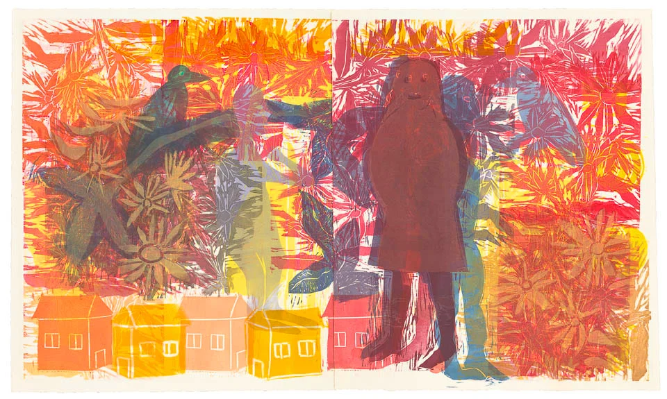 Way Home, 25 x 35”, Monoprint with Stencils