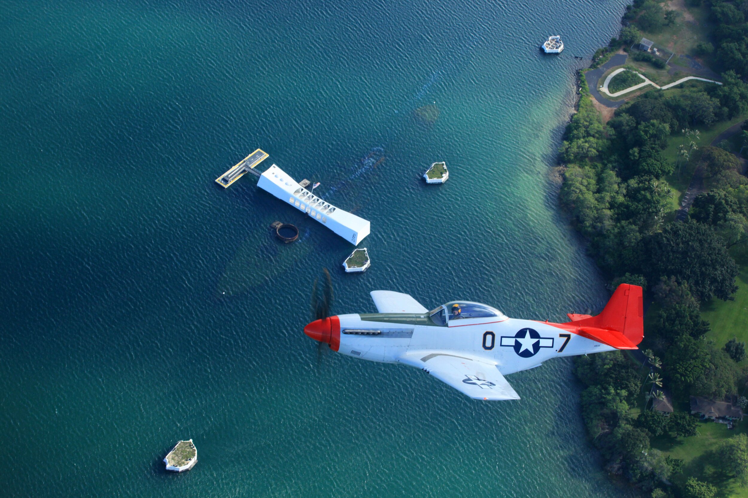 P.J. O'Reilly Photo - P-51 Mustang over Arizona Memorial