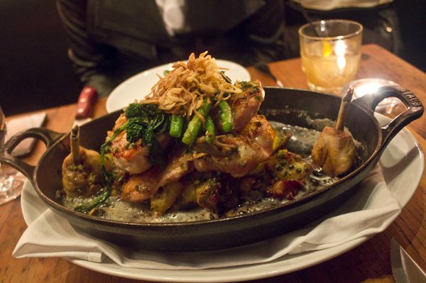 Most famous dish on the menu, Bell & Evans Chicken Under a Brick, Yukon Potato, Broccoli Rabe, Pan Drippings