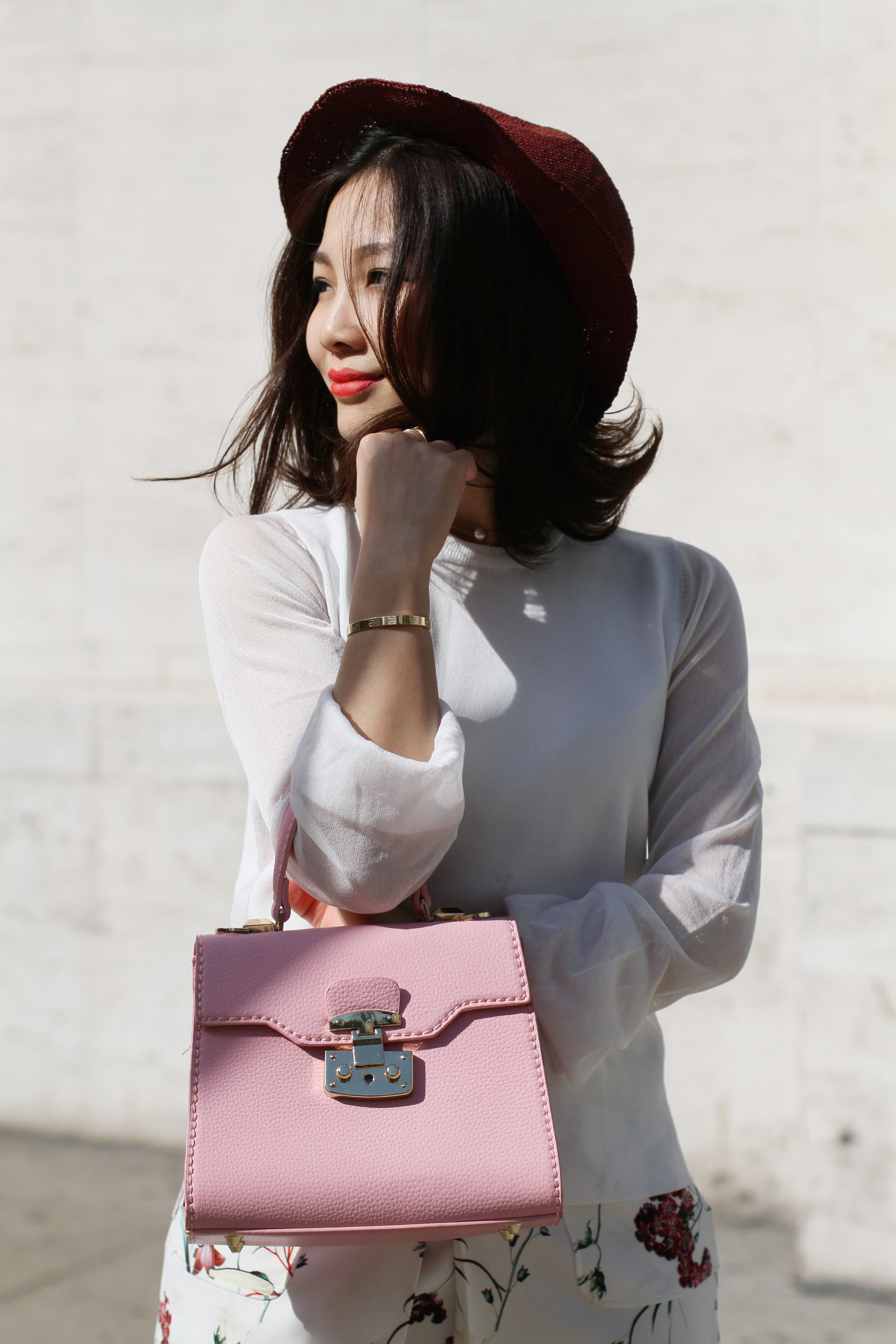 Pink floral outfit pink bag.jpg