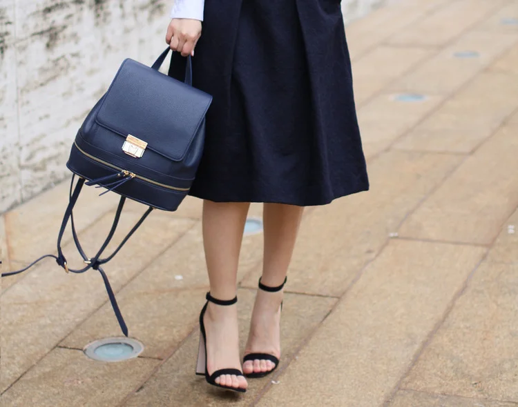 blue leather backpack outfit PEBBLE MINI BLACK The efficiency is enhanced by the addition of several interior Outfit} Backpack is the New