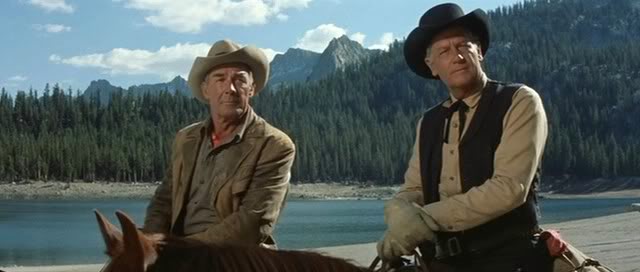 Randolph Scott as Gil Westrum (on the left) and Joel McCrea as Steve Judd