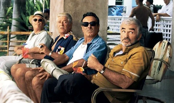 Richard Dreyfuss, Seymour Cassel, Dan Hedaya, and Burt Reynolds in THE CREW