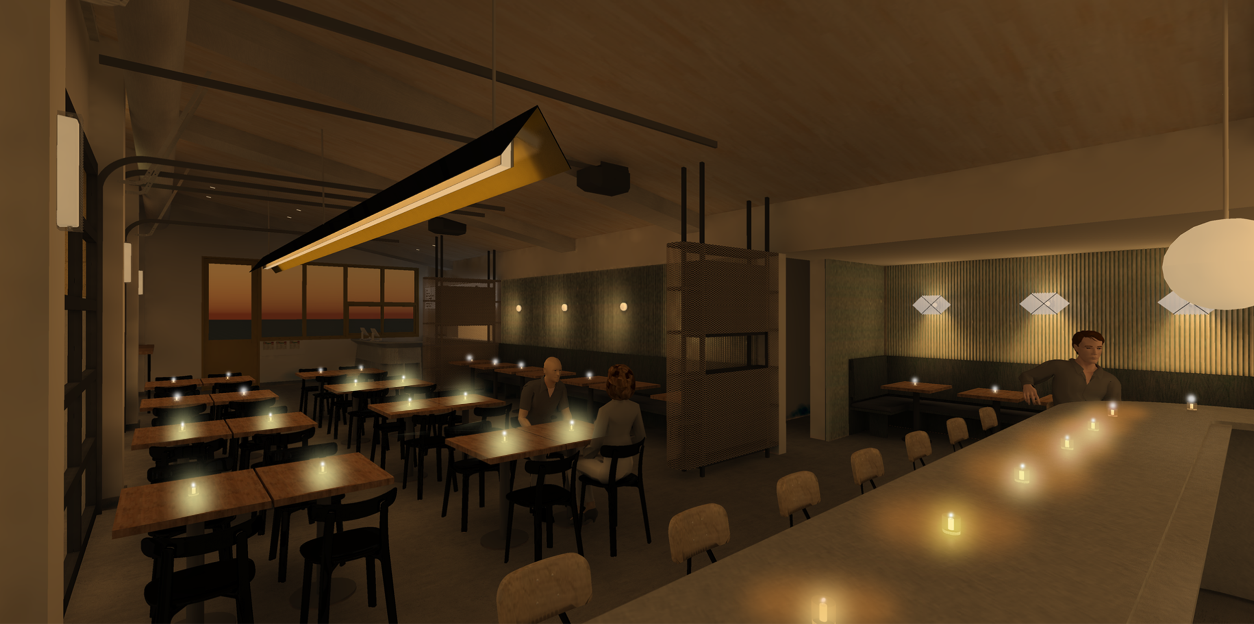 NIGHT TIME VIEW FROM THE BAR