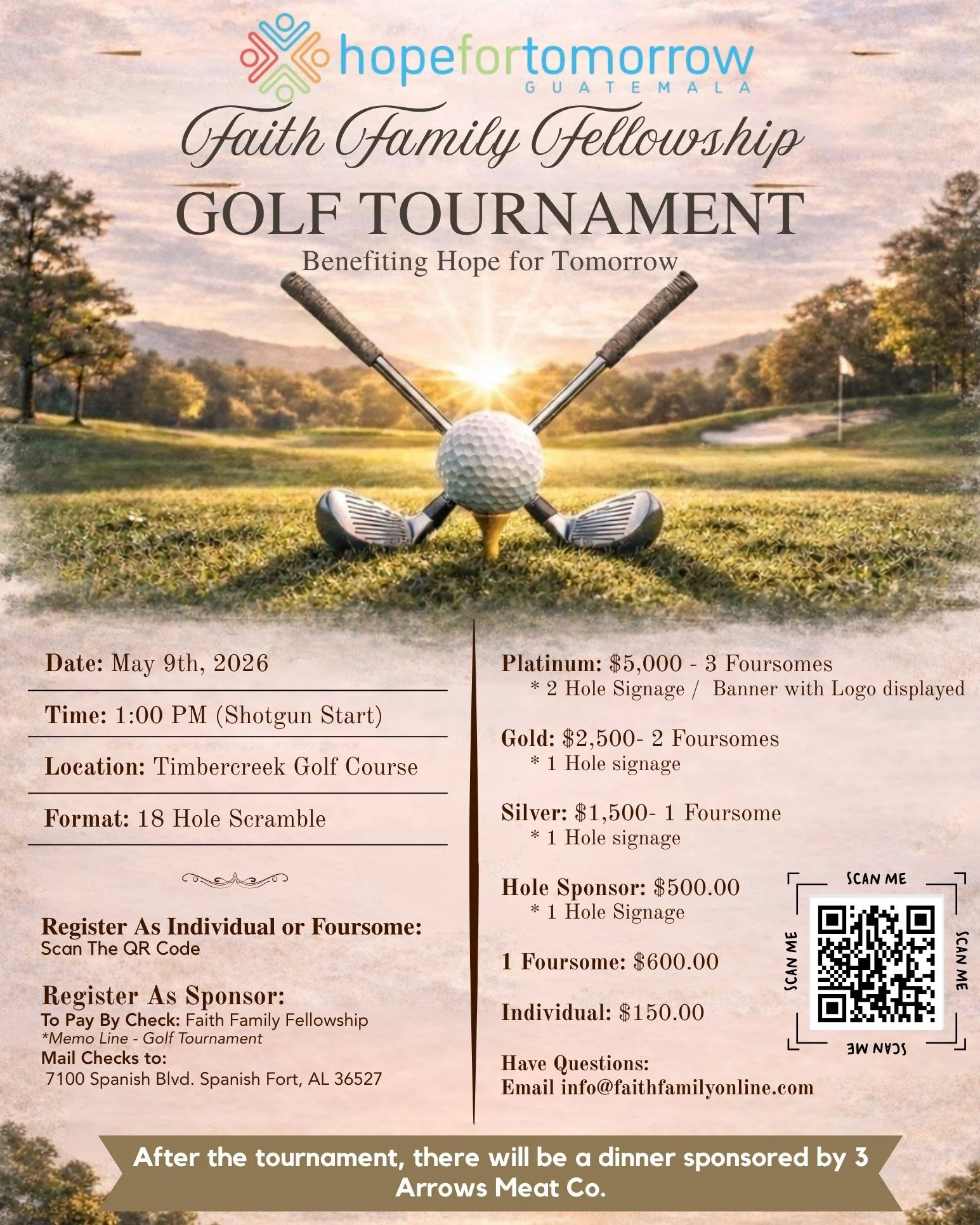 🚨 Tomorrow is the day&mdash;it&rsquo;s almost tee time! ⛳
➡ Rain or shine, we&rsquo;re hitting the course for Hope for Tomorrow!
🤝 Thank you for helping us serve children in Guatemala&mdash;we can&rsquo;t wait to see you on the course. . . . and ho