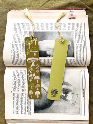 Mushroom Bookmark Bookmark With Tassel, Cute Bookmark, Vintage Bookmark,  Minimal Bookmark, Double Sided Bookmark 