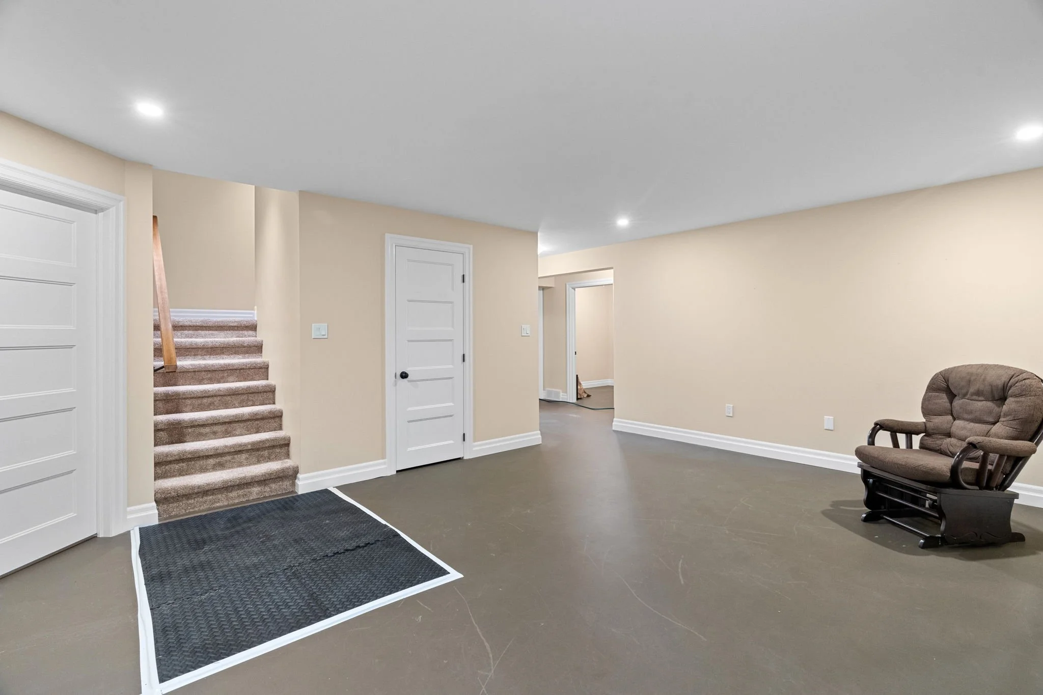 Finished Lower Level has many possibilities for setting up your family needs