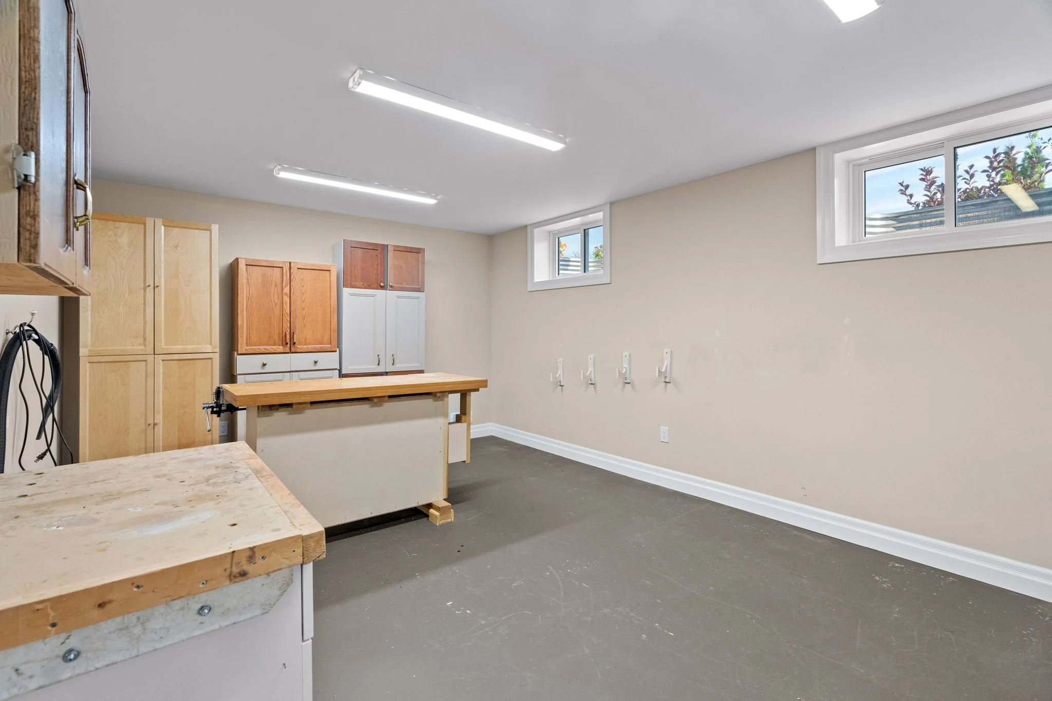 This room is perfect for a basement work shop