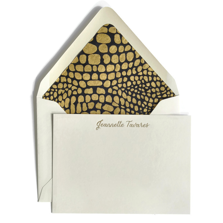 Haute Papier Classic Letterpress Stationery with Snakeskin Liner