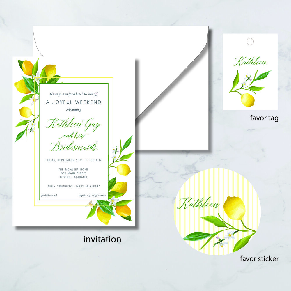 Lemon Greenery Bridal Shower Wedding Wrapping Paper