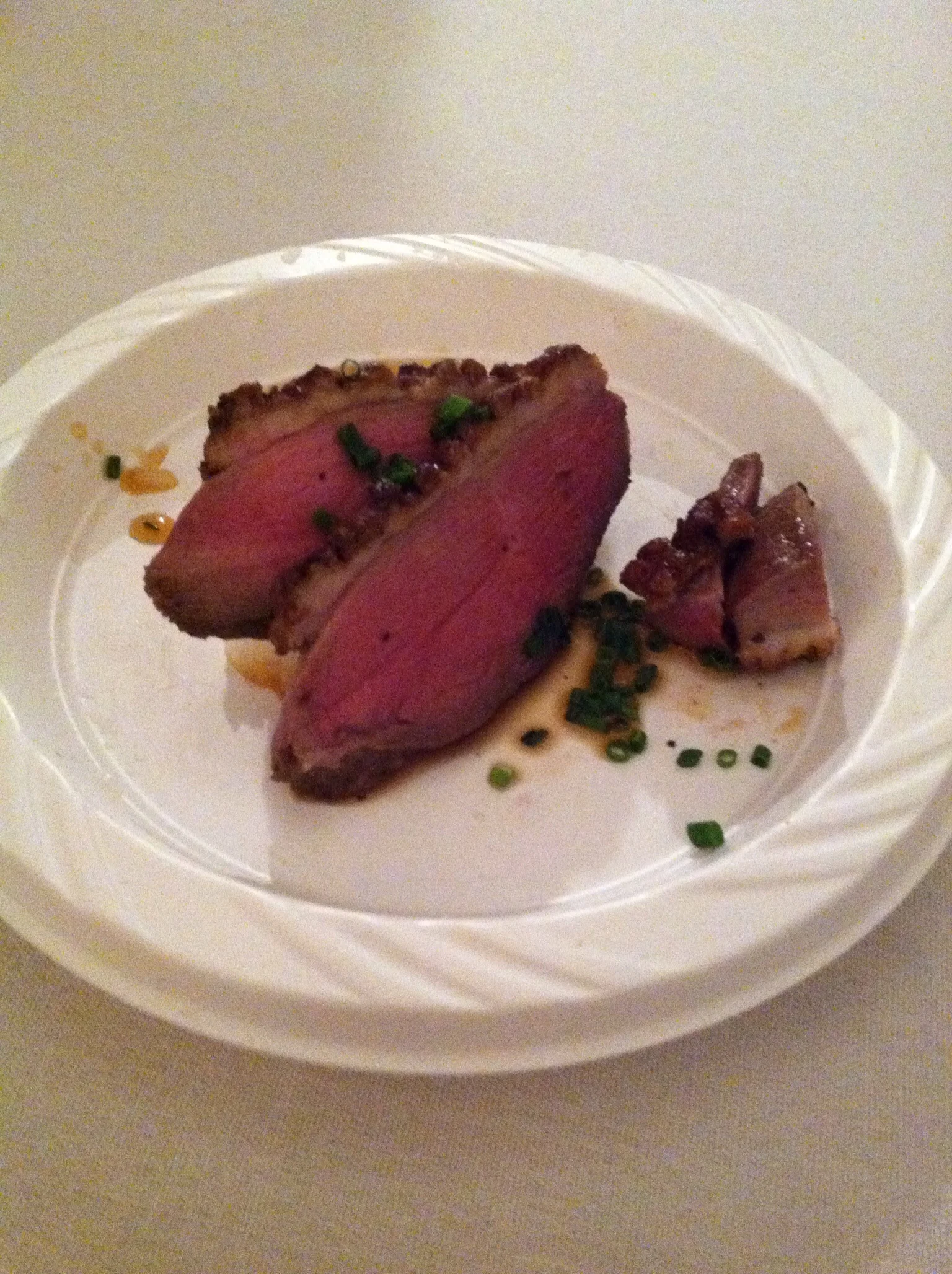 Duck! The meat was perfect but the daikon radish accompaniament didn't work at all (I hid it from view, you're welcome). By restaurant Aburiya Kinnosuke. Photo by Shana Sokol, Shana Speaks Wine.