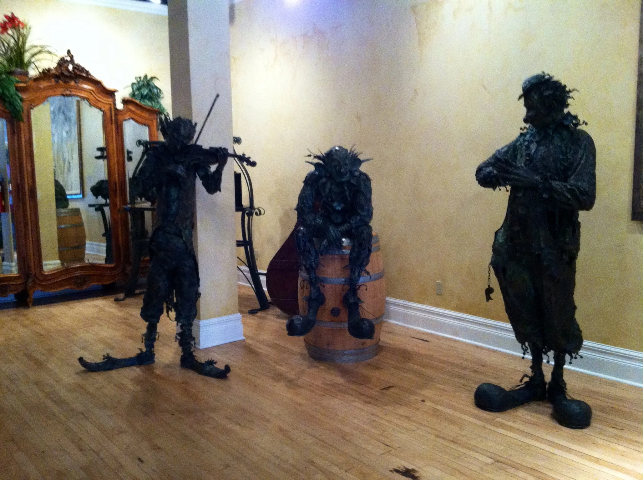 Scary clown statues. Photo by Shana Sokol, Shana Speaks Wine. 