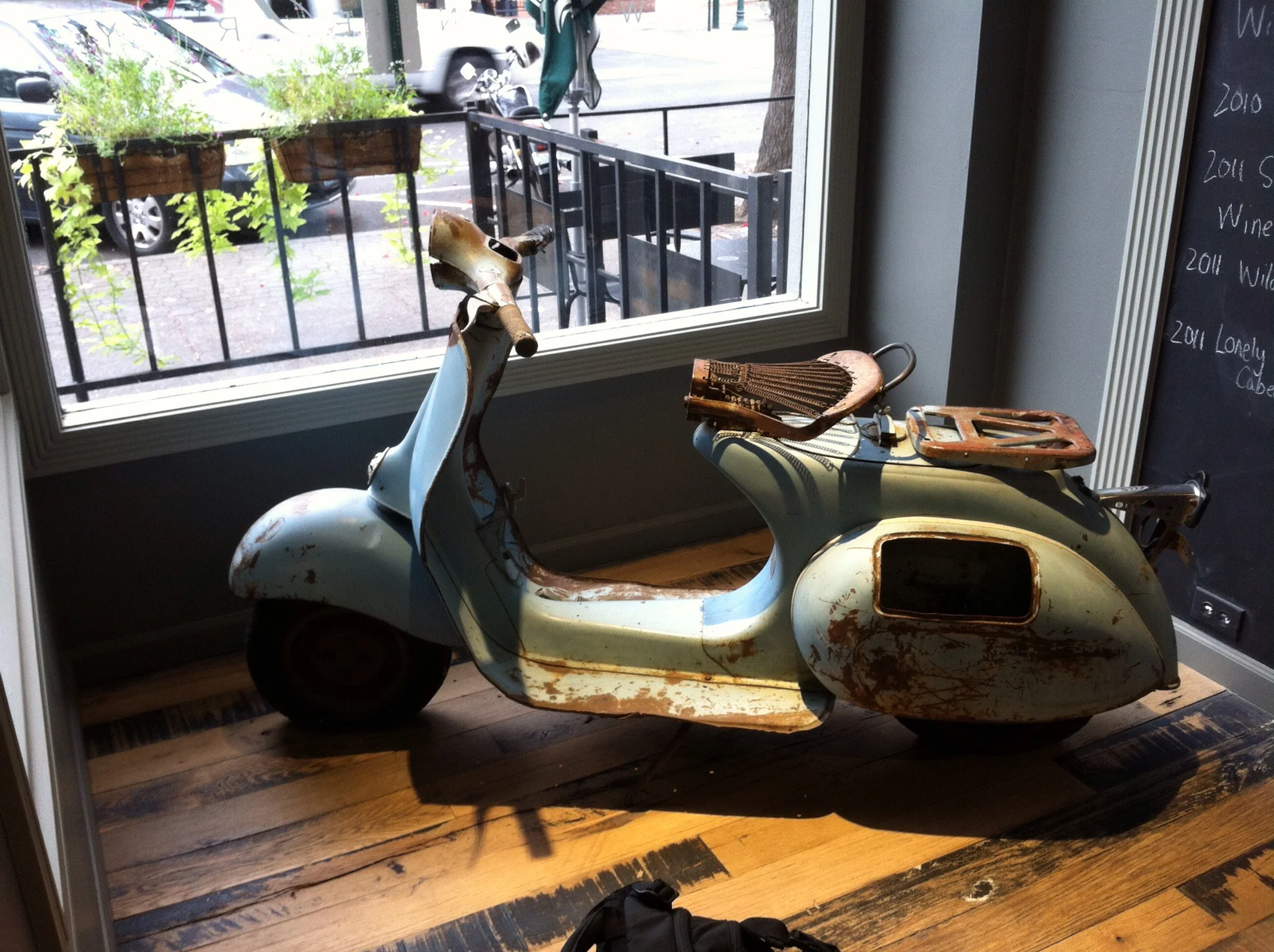 Mark Ryan's vintage scooter. Photo by Shana Sokol, Shana Speaks Wine. 