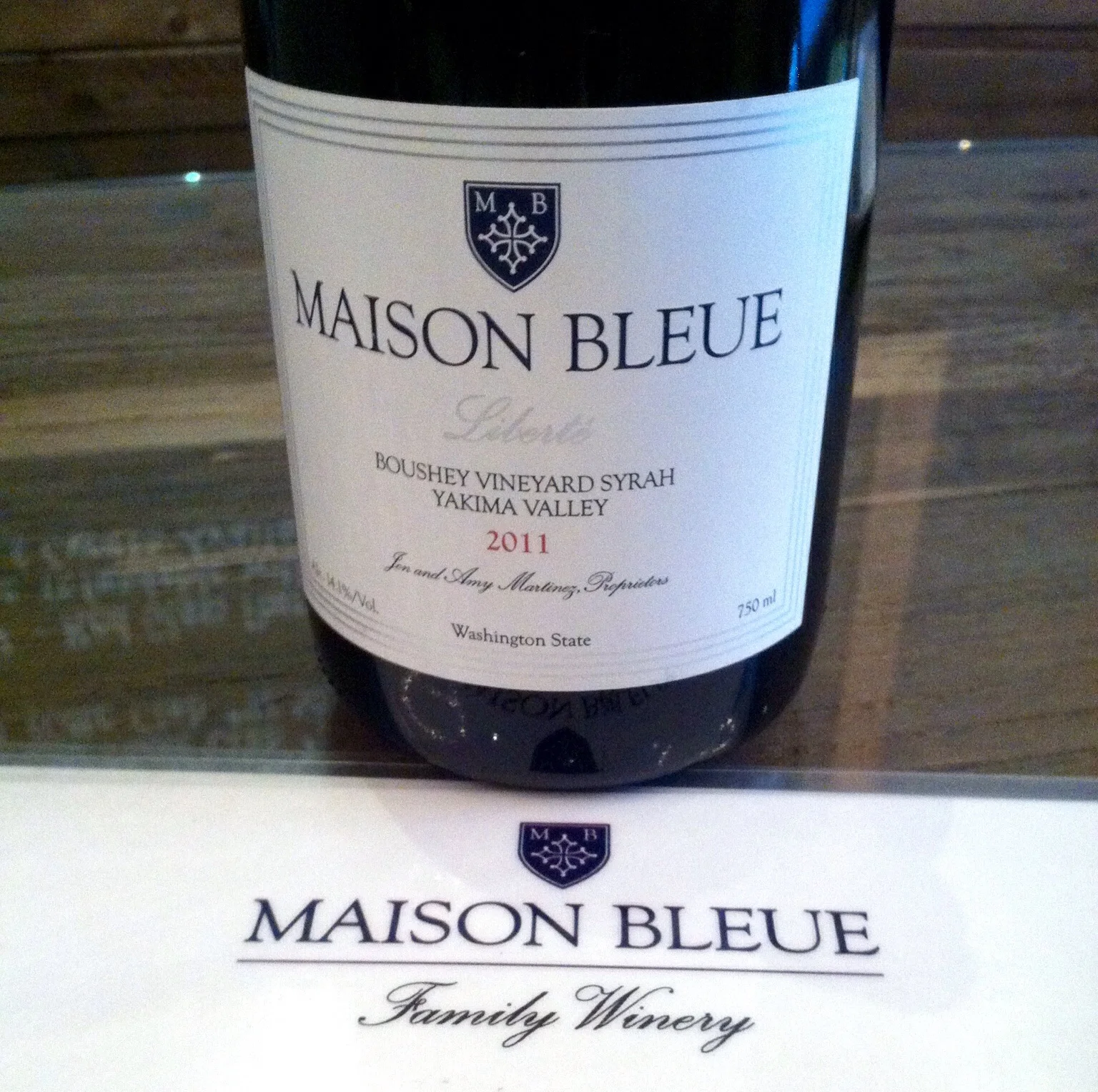 Maison Bleue Syrah, 2011. Photo by Shana Sokol, Shana Speaks Wine.