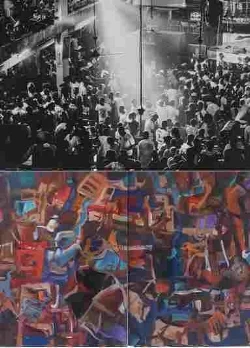 The Shrine / Jive - from Call / Response, photograph by Logo Oluwamuyiwa, painting by Richard Ketley
