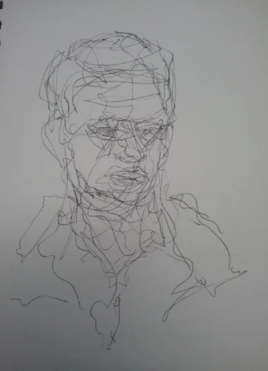 Self portrait, line drawing, A5, July 2013