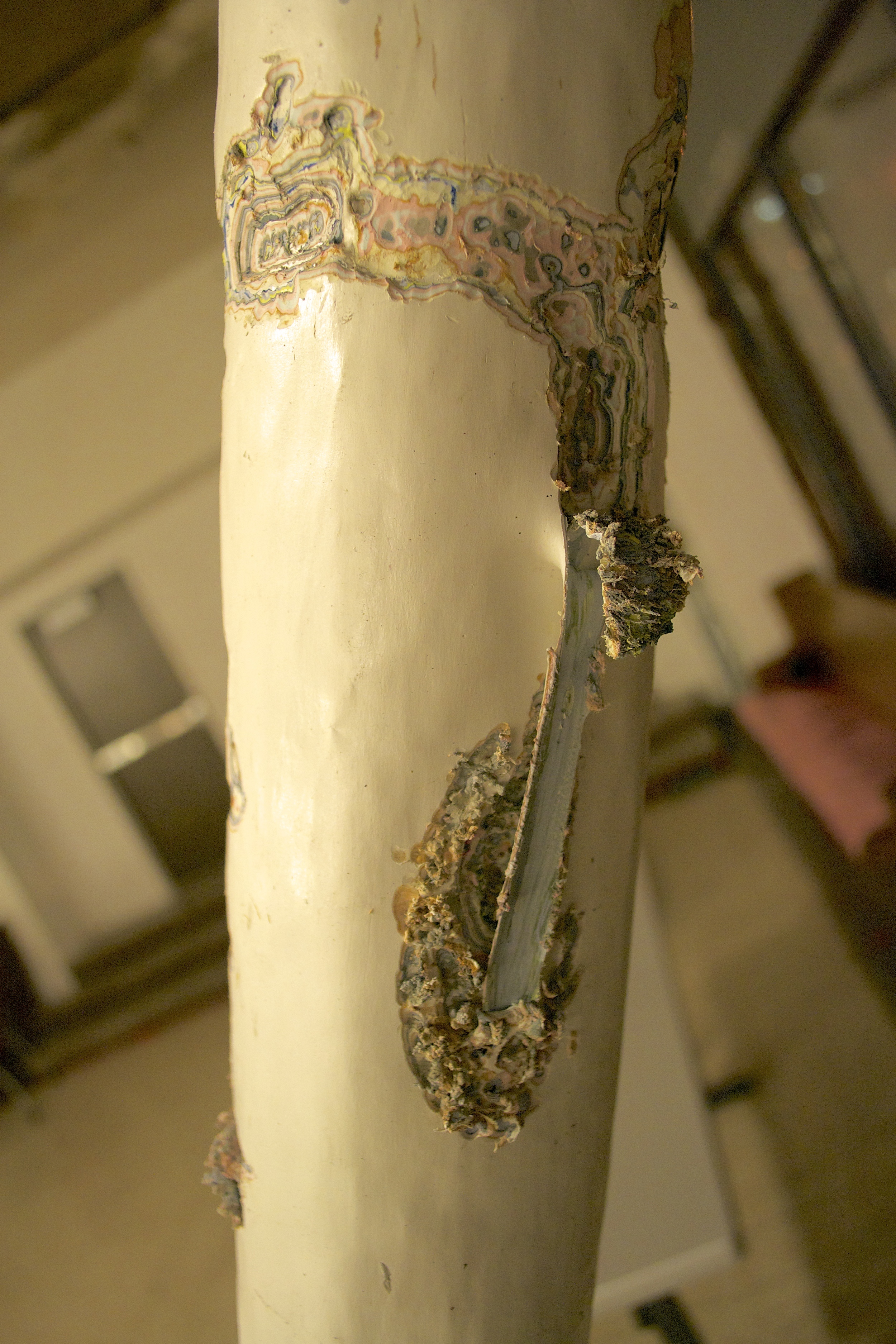 there is no proof:pillar one (close up), latex acrylic house paint, 120x5x5in
