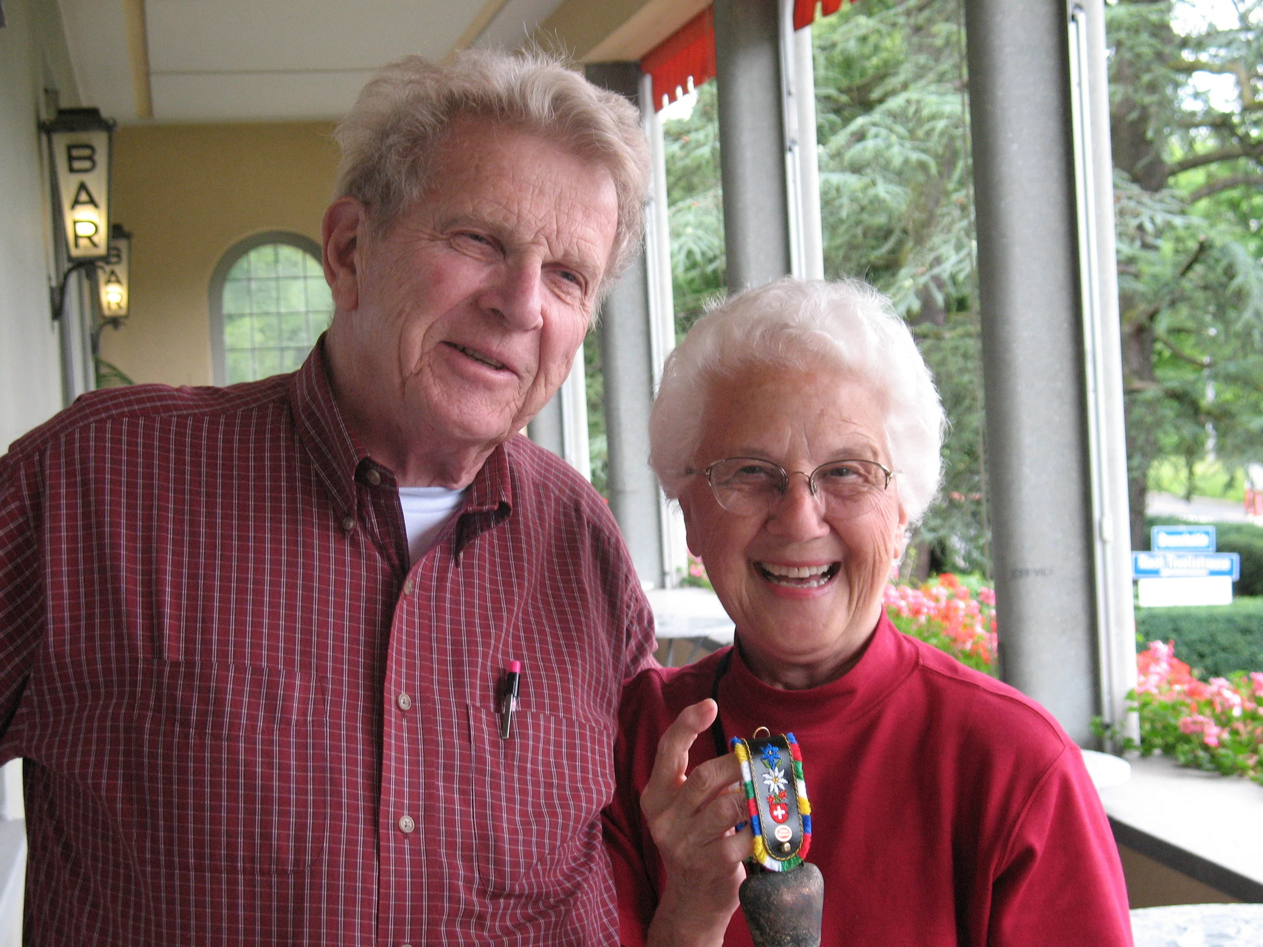 Bob and Sue on the hotel porch