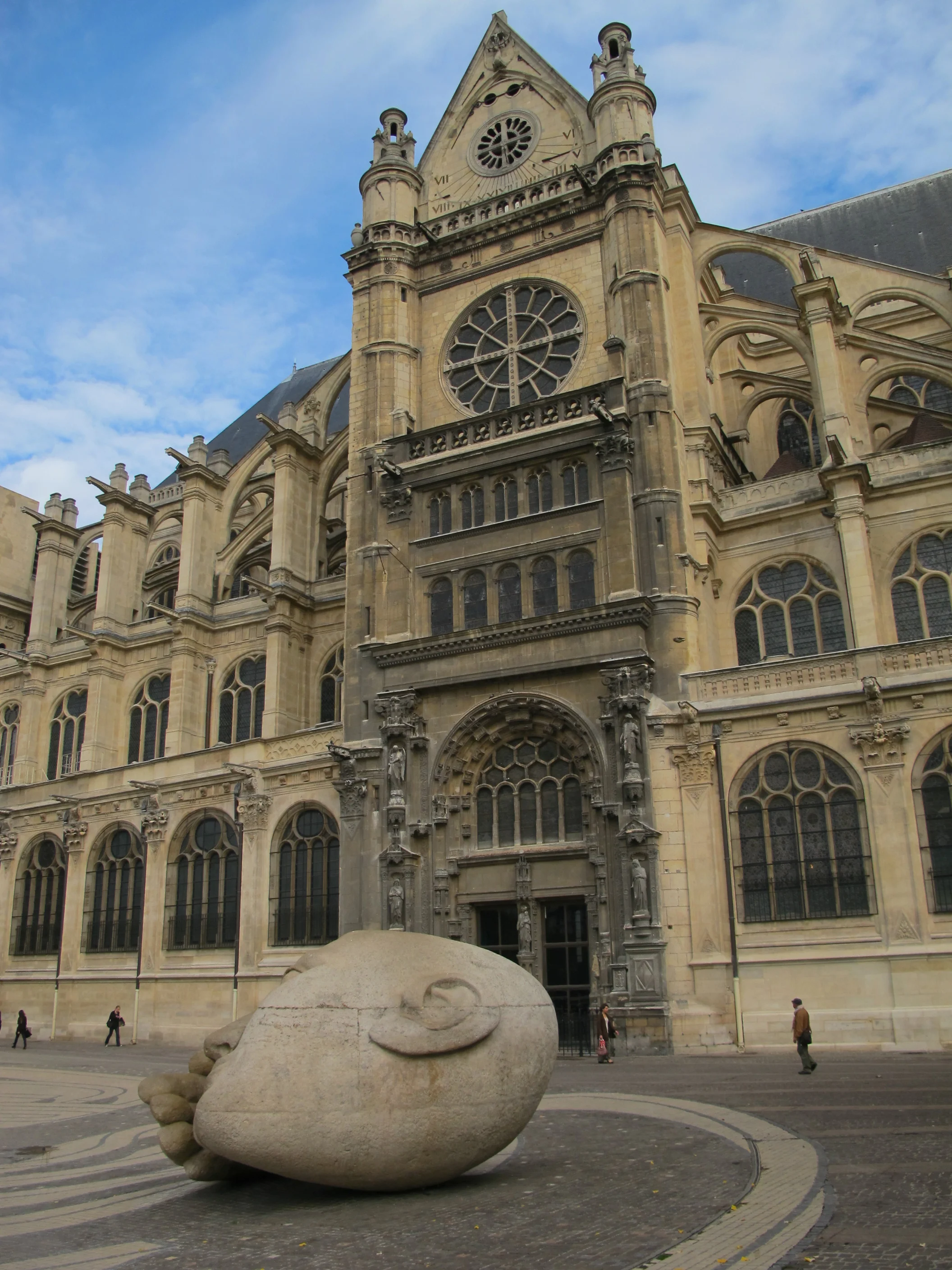 Unique sculpture outside St Eustache