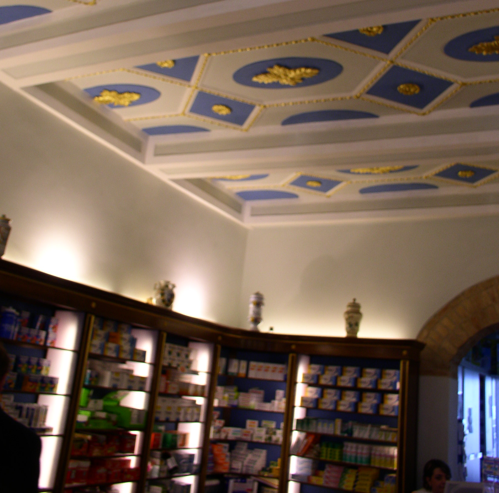 Exquisite ceiling in Montalcino's pharmacia