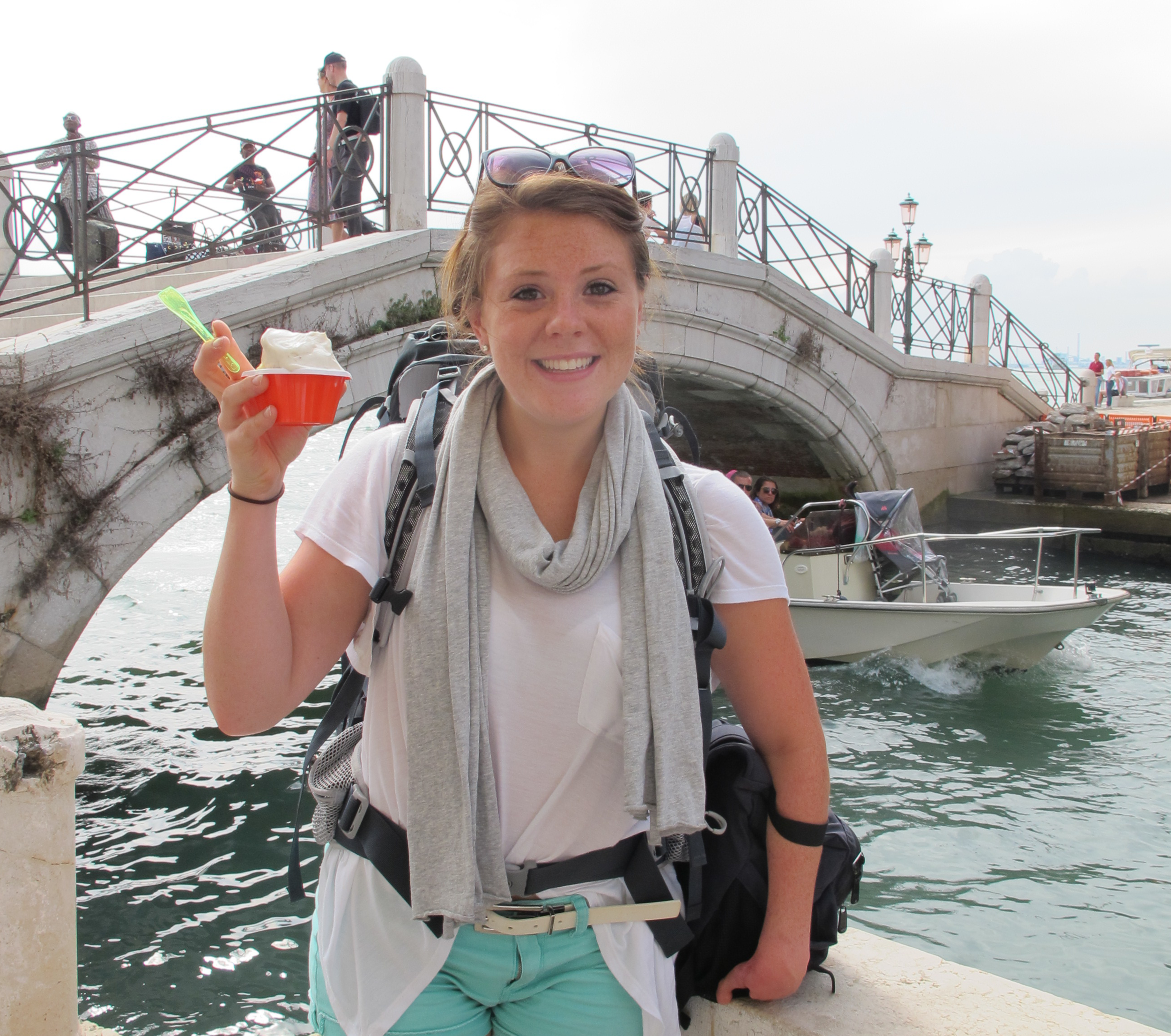 Meg's first gelato in Italy