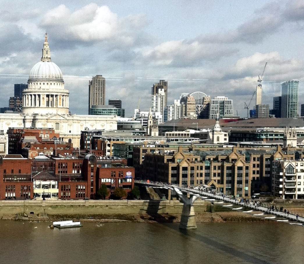 View of St Paul's and the Millenium Bridge from Tate Modern restaurant