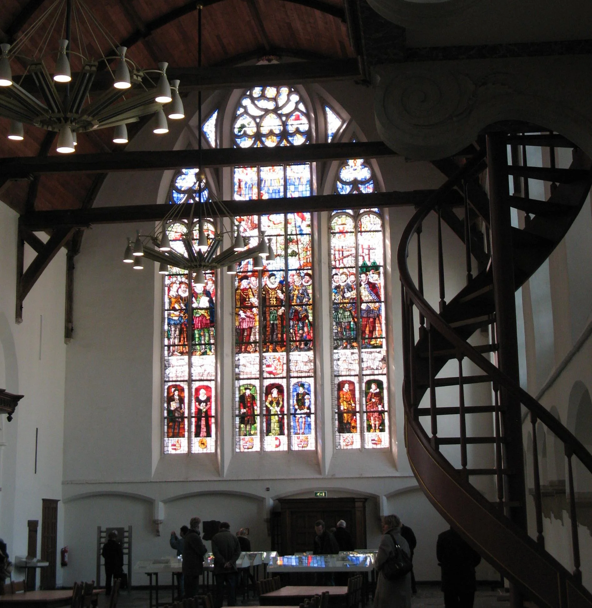 Cathedral in Delft with memorial markers on the floor