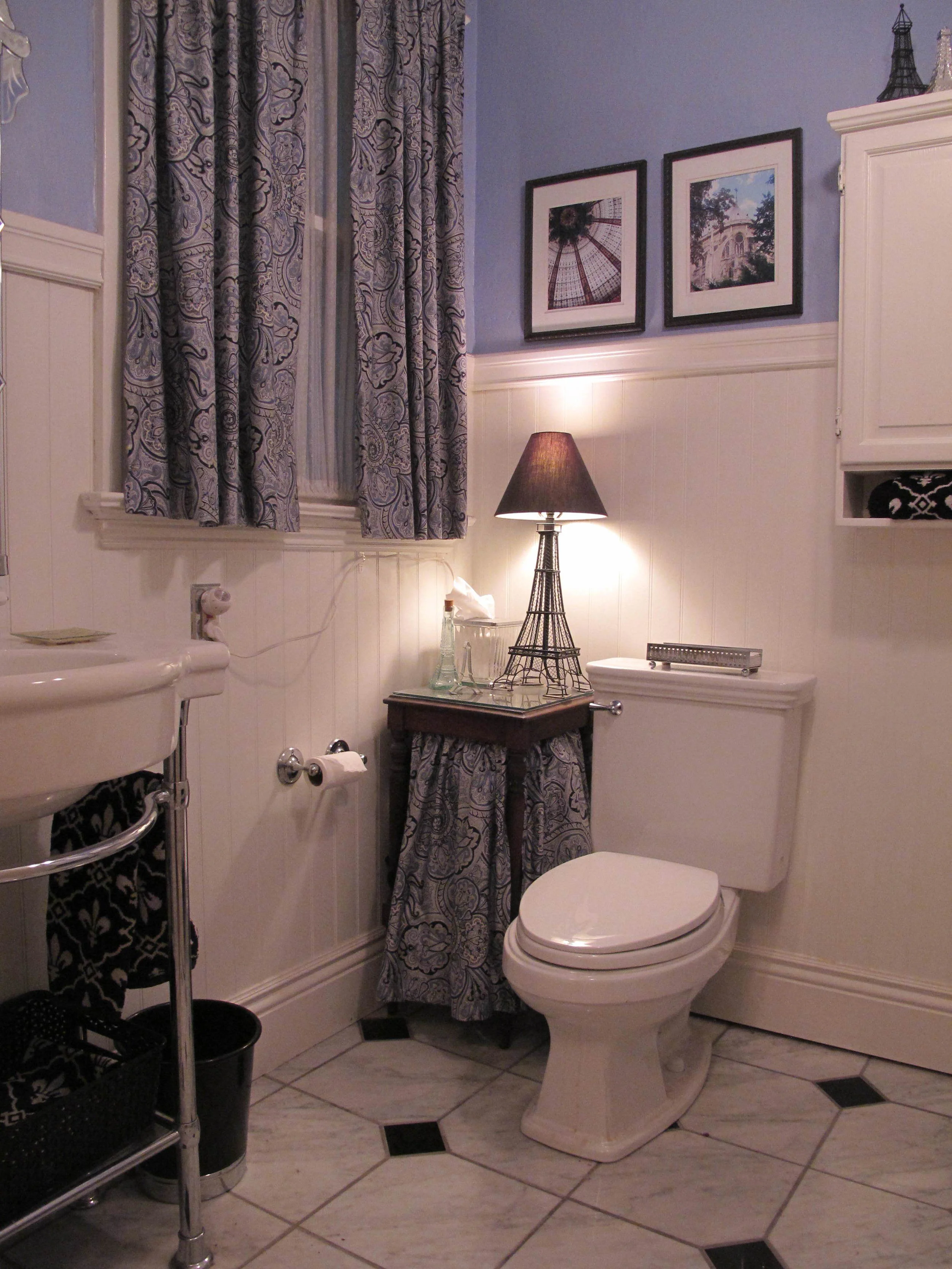 After: Beautiful Parisian bathroom with marble floor