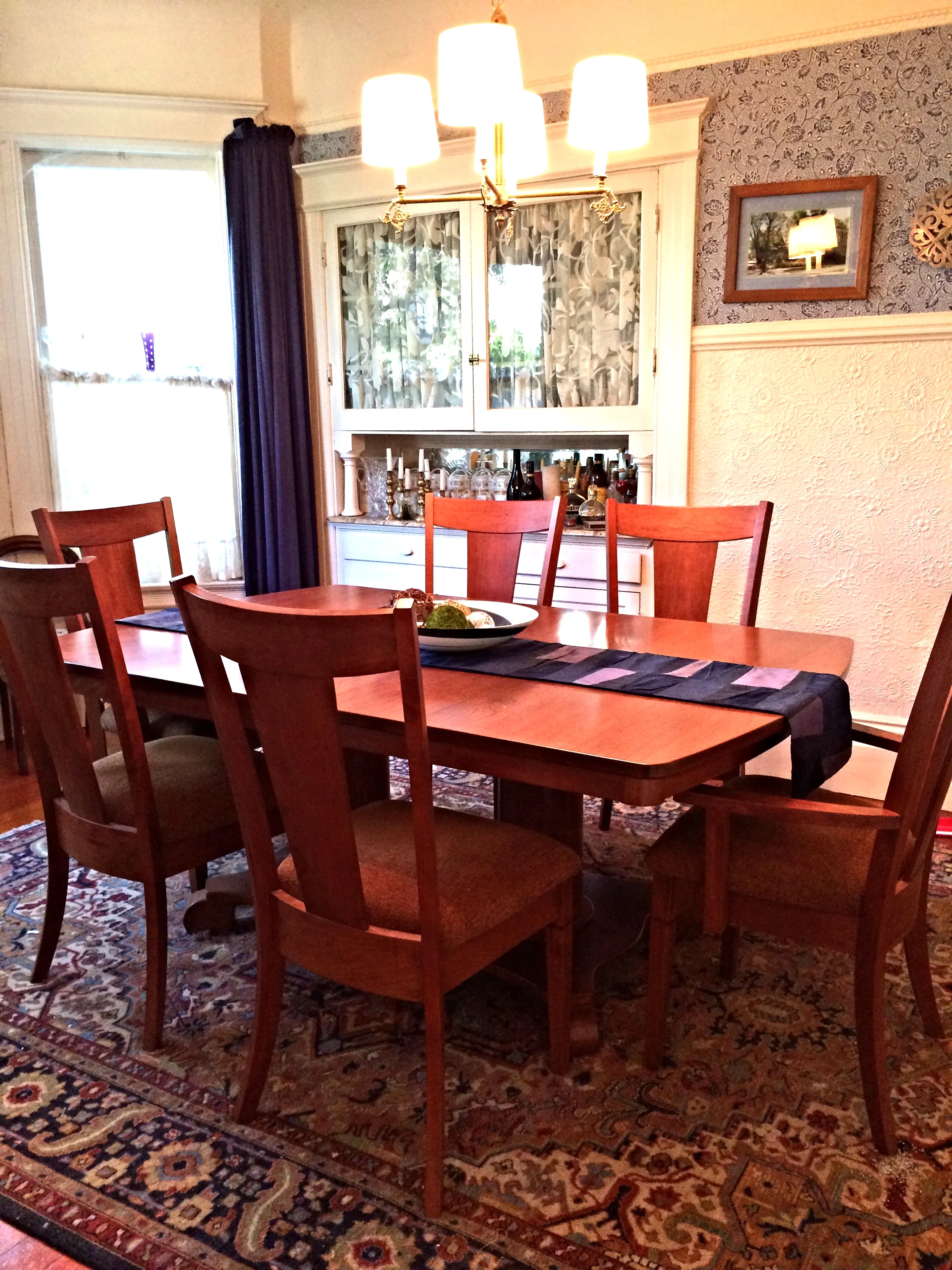  A few years ago I bought this beautiful cherry dining room furniture. 