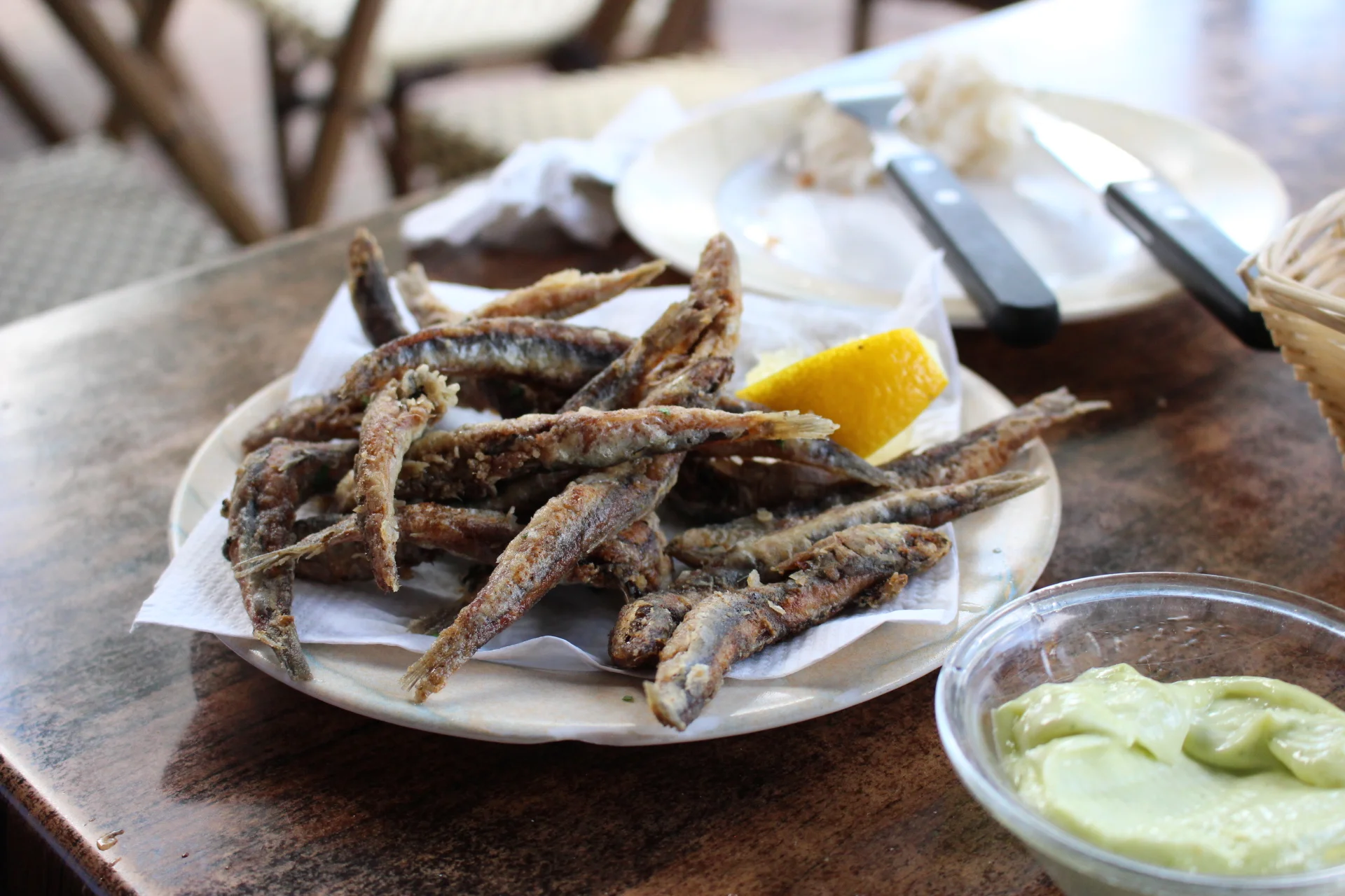  Lorraine ate some fried baby herring--I had a hard time even looking at them. 