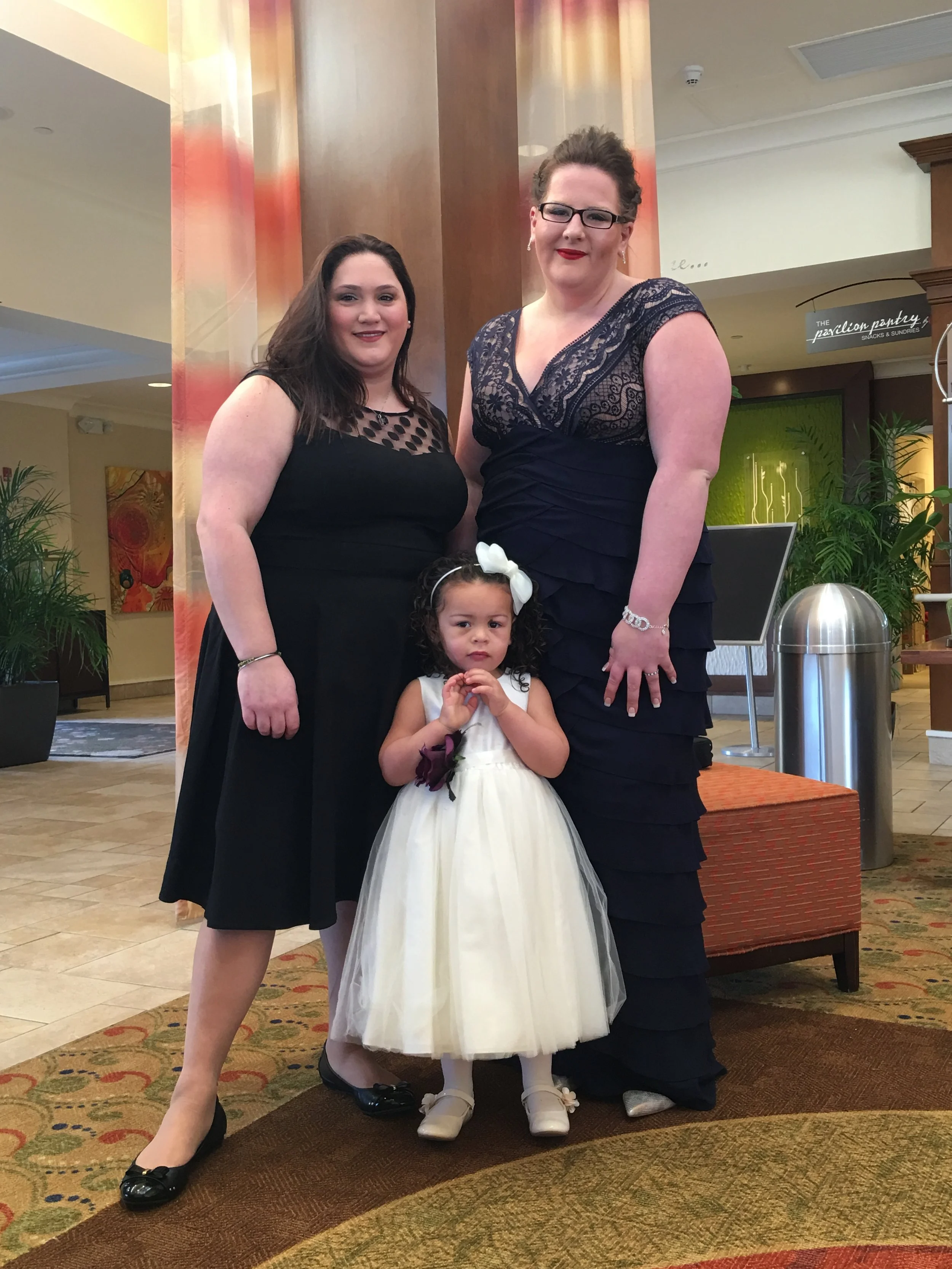  Megan, Emily and Olivia heading to Meghan and Braxton's wedding. 