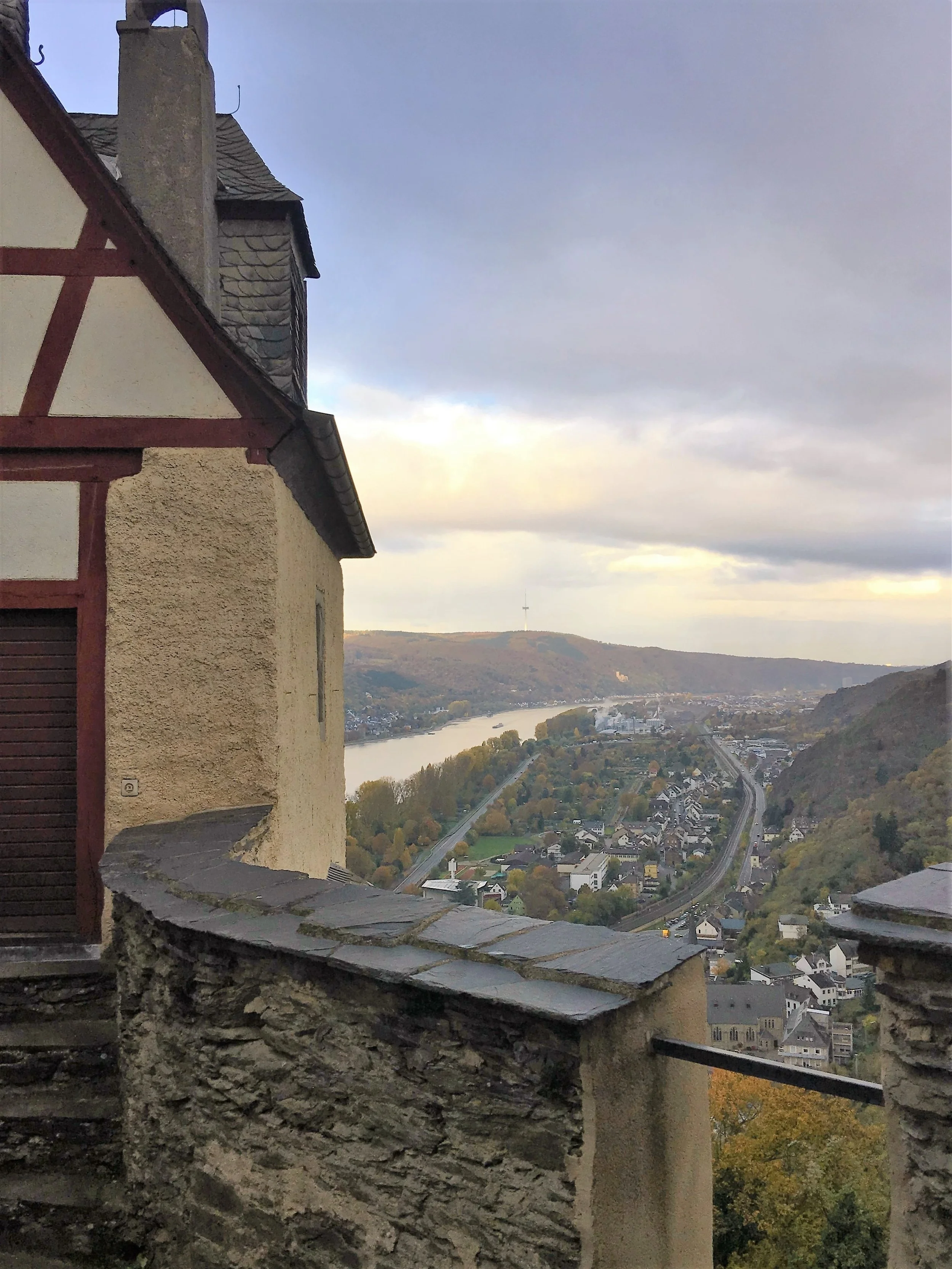  Looking north over the Rhine from Marksburg Castle. 