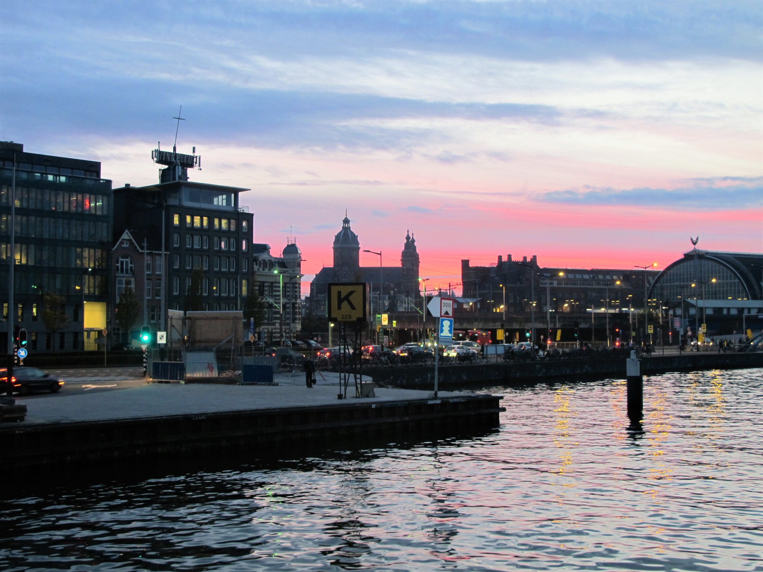  The view of Amsterdam from our cabin's balcony.&nbsp; It was a 3 minute walk from the train to the ship.&nbsp; Since we had both been to Amsterdam before we didn't do any sightseeing before the ship departed a couple of hours after we arrived from B