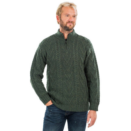 Half Zip Irish Sweater-Green