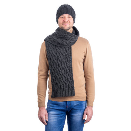 Irish Beanie and Scarf Set-Charcoal