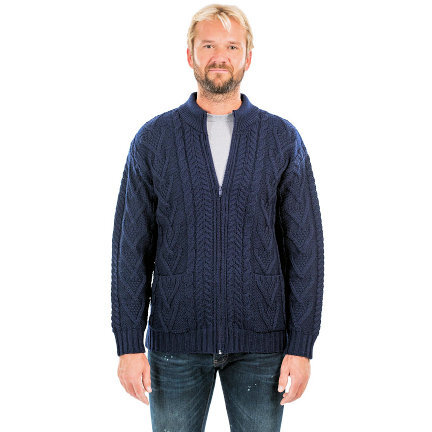 Full Zip Irish Cardigan-Navy