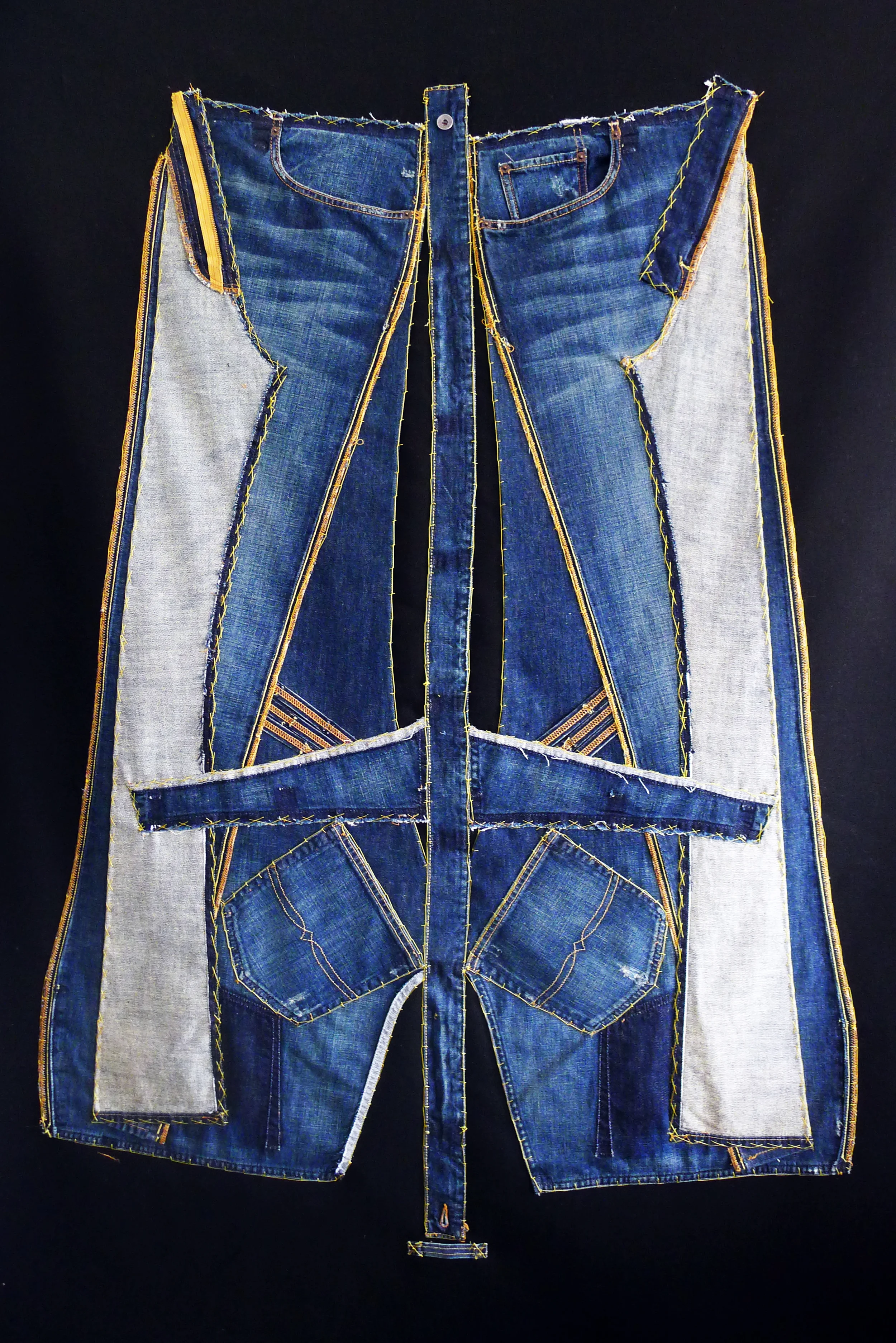 Blue and Gold - deconstructed jeans tapestry.