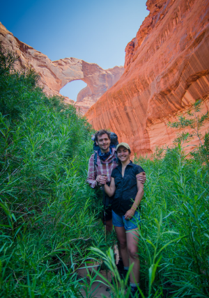 Will and me bush whacking at Steven's Arch.